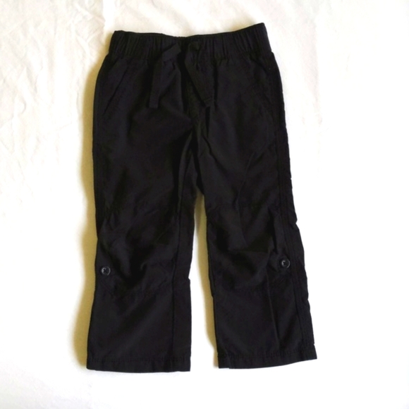 old navy basic black straight leg roll-tab casual pants 2T toddler unisex - Picture 1 of 8